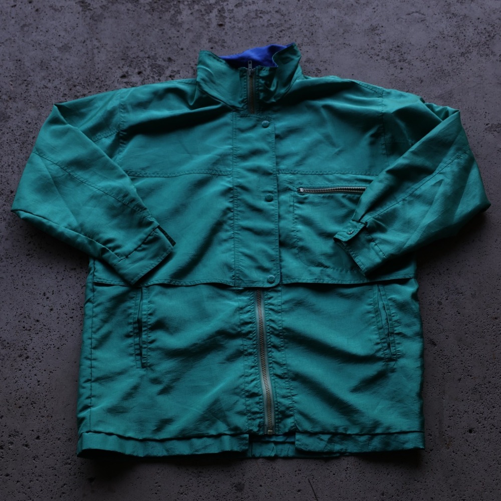 Vintage 90s IZZI Windbreaker Jacket Womens Size XL Teal Green Blue Lined